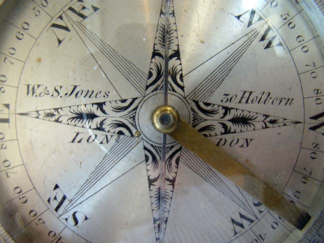 A large 19th century folding boxed Compass with engraved silvered dial by W. & S. Jones, London, circa 1820.